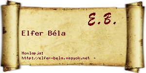 Elfer Béla névjegykártya